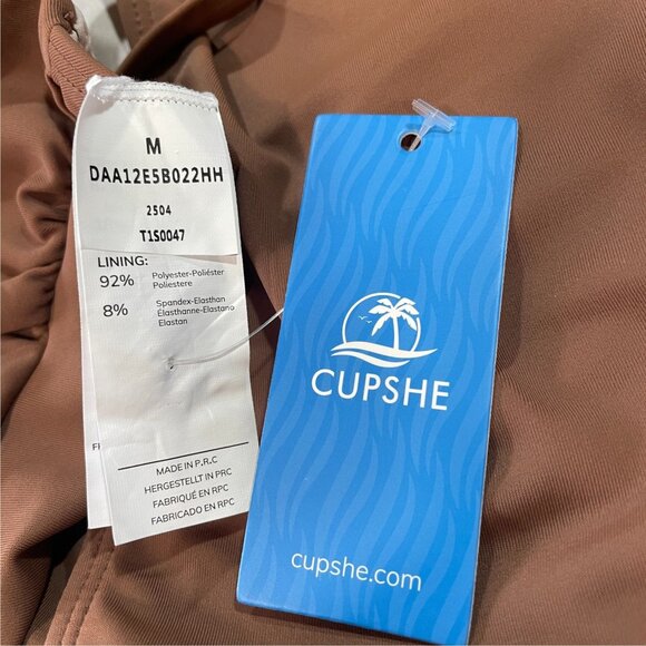 Cupshe Brown One Piece Swimsuit Ruched Tummy Control Summer Beachwear Chic - Picture 3 of 8